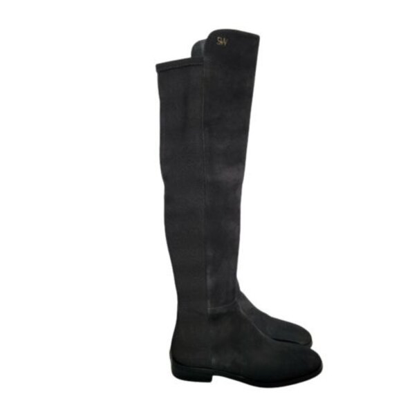 Stuart Weitzman Black Suede Over The Knee Boots w/Logo size Womens 7.5 in Keelan - Picture 3 of 12